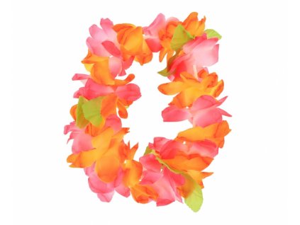 Havajská kvetovaná čelenka - oranžovo/ružová