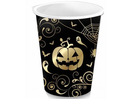 Poháre - Halloween čiernozlatá tekvica 240 ml 6 ks