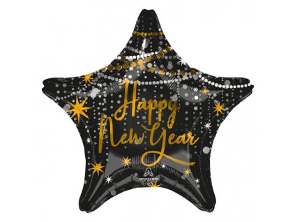 Fóliový balón hviezda - Happy New Year