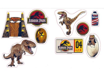 jurassic park stickers 16x11cm 2 sheets dinosaurs x5