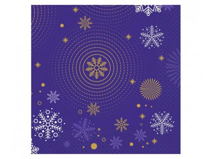 Vianočné servítky tmavomodré - Snehové vločky 33 x 33 cm 20 ks