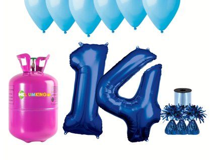 Hélium párty set na 14. narodeniny s modrými balónmi