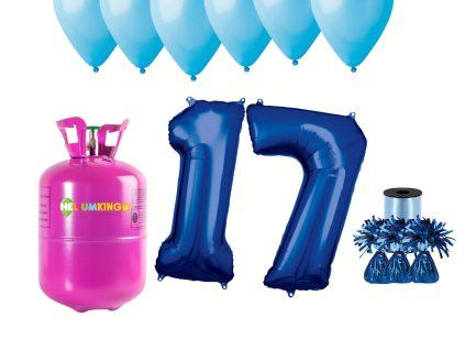 Hélium párty set na 17. narodeniny s modrými balónmi
