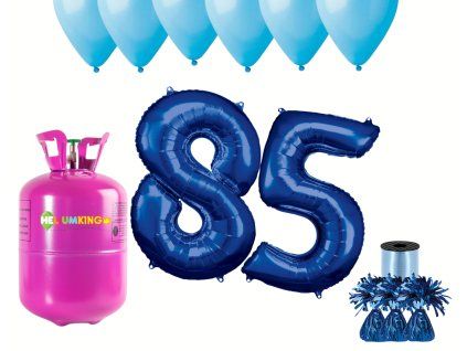 Hélium párty set na 85. narodeniny s modrými balónmi