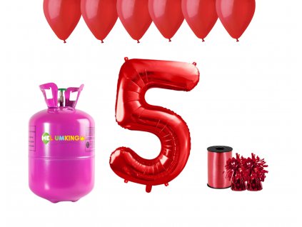 Hélium párty set na 5. narodeniny s červenými balónmi