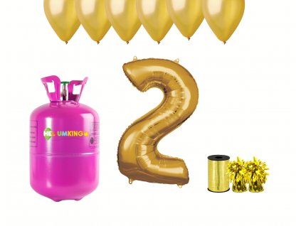 Hélium párty set na 2. narodeniny so zlatými balónmi