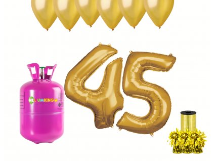 Hélium párty set na 45. narodeniny so zlatými balónmi