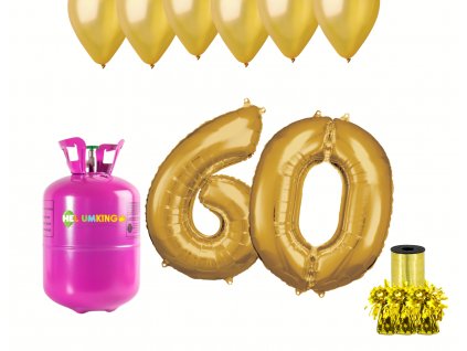 Hélium párty set na 60. narodeniny so zlatými balónmi