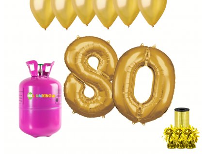 Hélium párty set na 80. narodeniny so zlatými balónmi