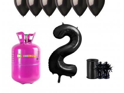 Hélium párty set na 2. narodeniny s čiernymi balónmi