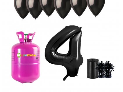 Hélium párty set na 4. narodeniny s čiernymi balónmi