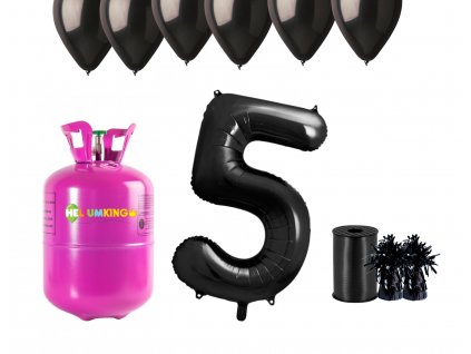 Hélium párty set na 5. narodeniny s čiernymi balónmi
