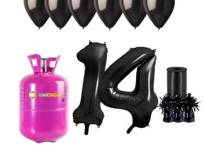 Hélium párty set na 14. narodeniny s čiernymi balónmi