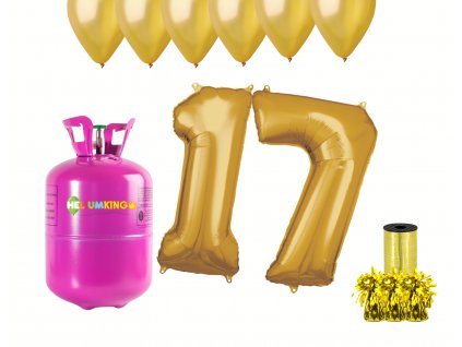 Hélium párty set na 17. narodeniny so zlatými balónmi
