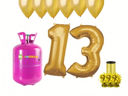Hélium párty set na 13. narodeniny so zlatými balónmi