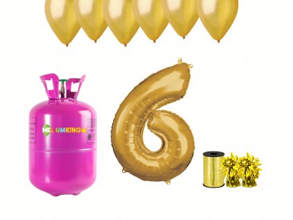Hélium párty set na 6. narodeniny so zlatými balónmi