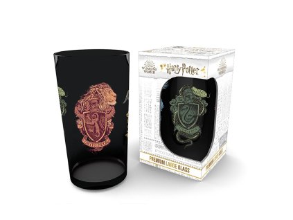 harry potter large glass 400ml animals crest box x2