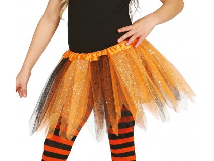 Detská TUTU sukňa - čierno/oranžová 30 cm