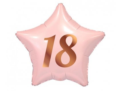 Fóliový balón hviezda - 18. narodeniny, ružová
