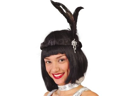 Charleston čelenka - čierna s perlou