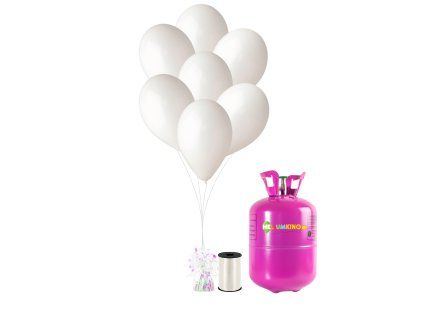 Hélium párty set s bielymi balónikmi 20 ks