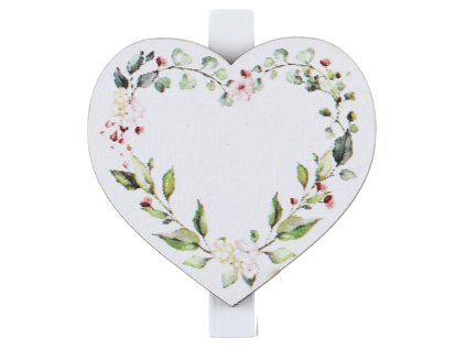 Dekoračné štipce - Srdce 6 ks