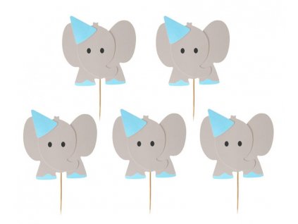 Ozdoby na cupcakes - Modré sloníky