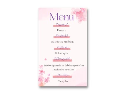 Menu - Ružové kvetiny