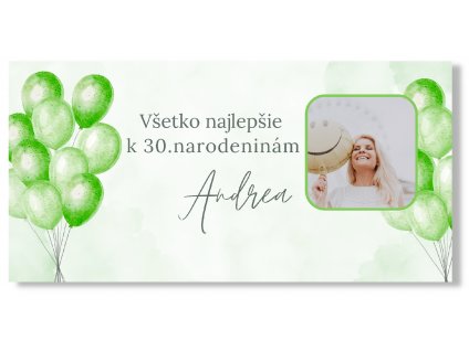 86766 2 narodeninovy banner s fotkou zelene balony