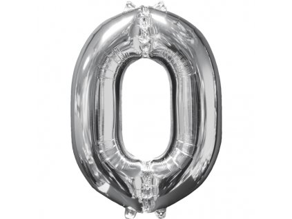 Fóliový balón -  číslo 0, strieborný 66 cm