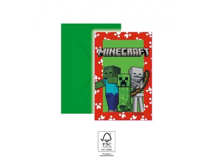 Pozvánky - Minecraft 6ks
