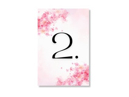 Číslo stola - Ružové kvetiny
