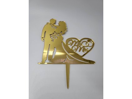 Zápich - Mr & Mrs svadobný pár zlatý