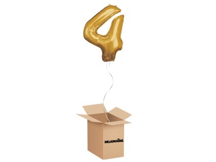 Balónový box - Narodeninové číslo 4 zlatý 86 cm