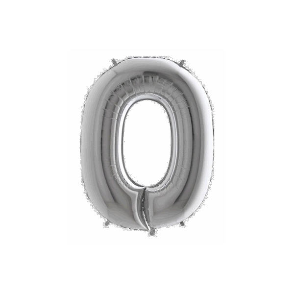 E-shop Balón číslo 0 malé strieborné 35 cm