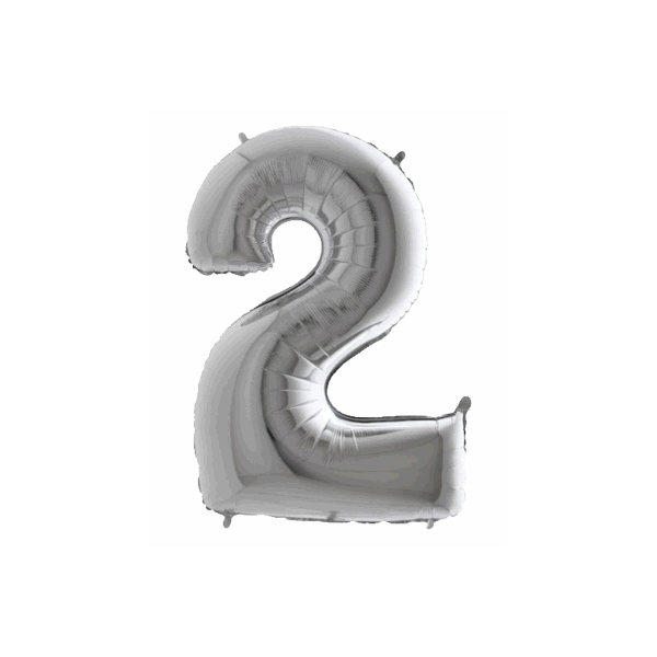 E-shop Balón číslo 2 malé strieborné 35 cm