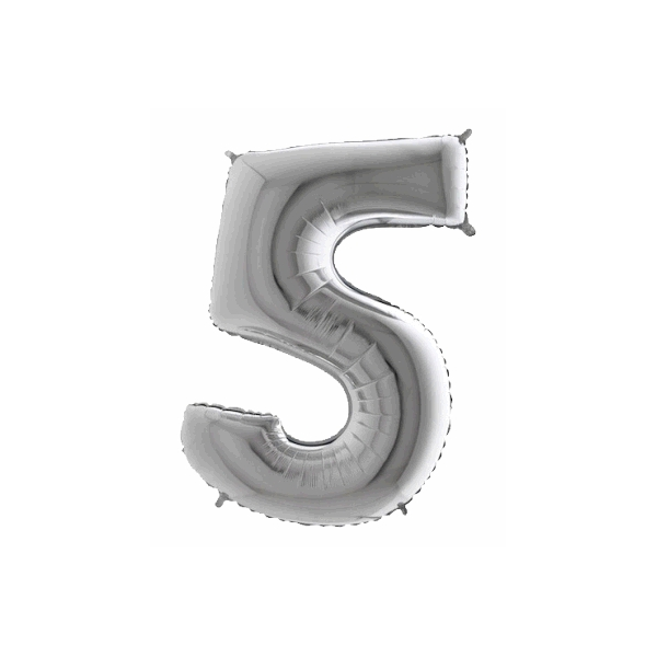 E-shop Balón číslo 5 malé strieborné 35 cm