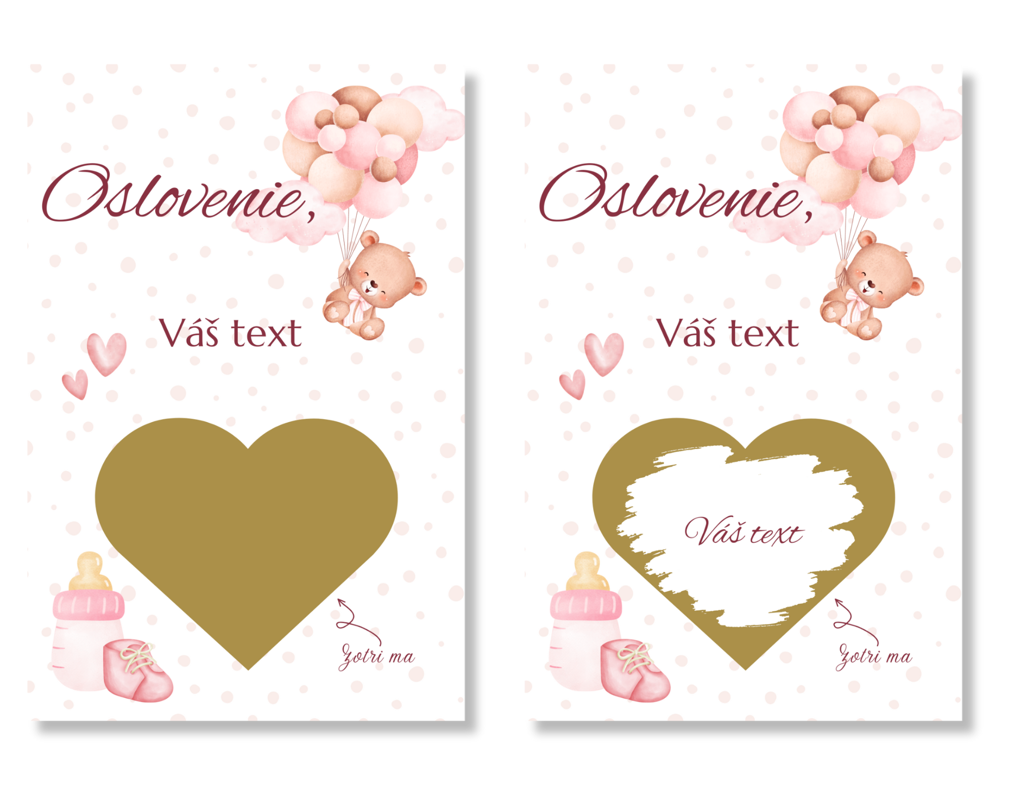 Stierací žreb s vlastným textom - Baby pink Farba: Strieborná