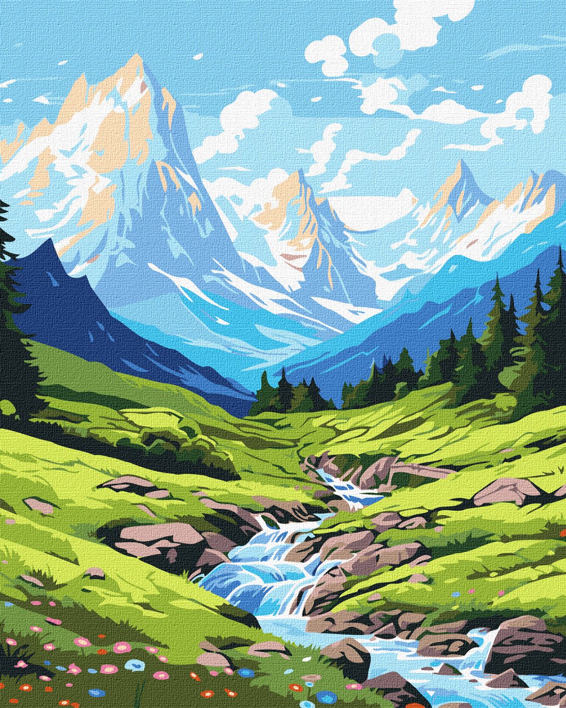 Maľovanie podľa čísel - Leto v horách art_selena_ua 40 x 50 cm