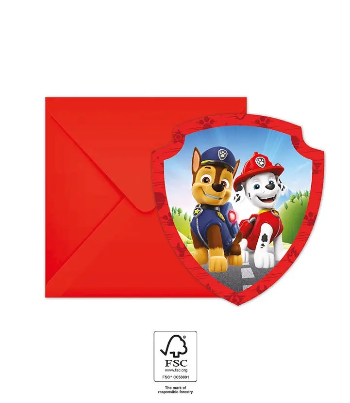 Pozvánky s obálkami - Paw Patrol 6 ks