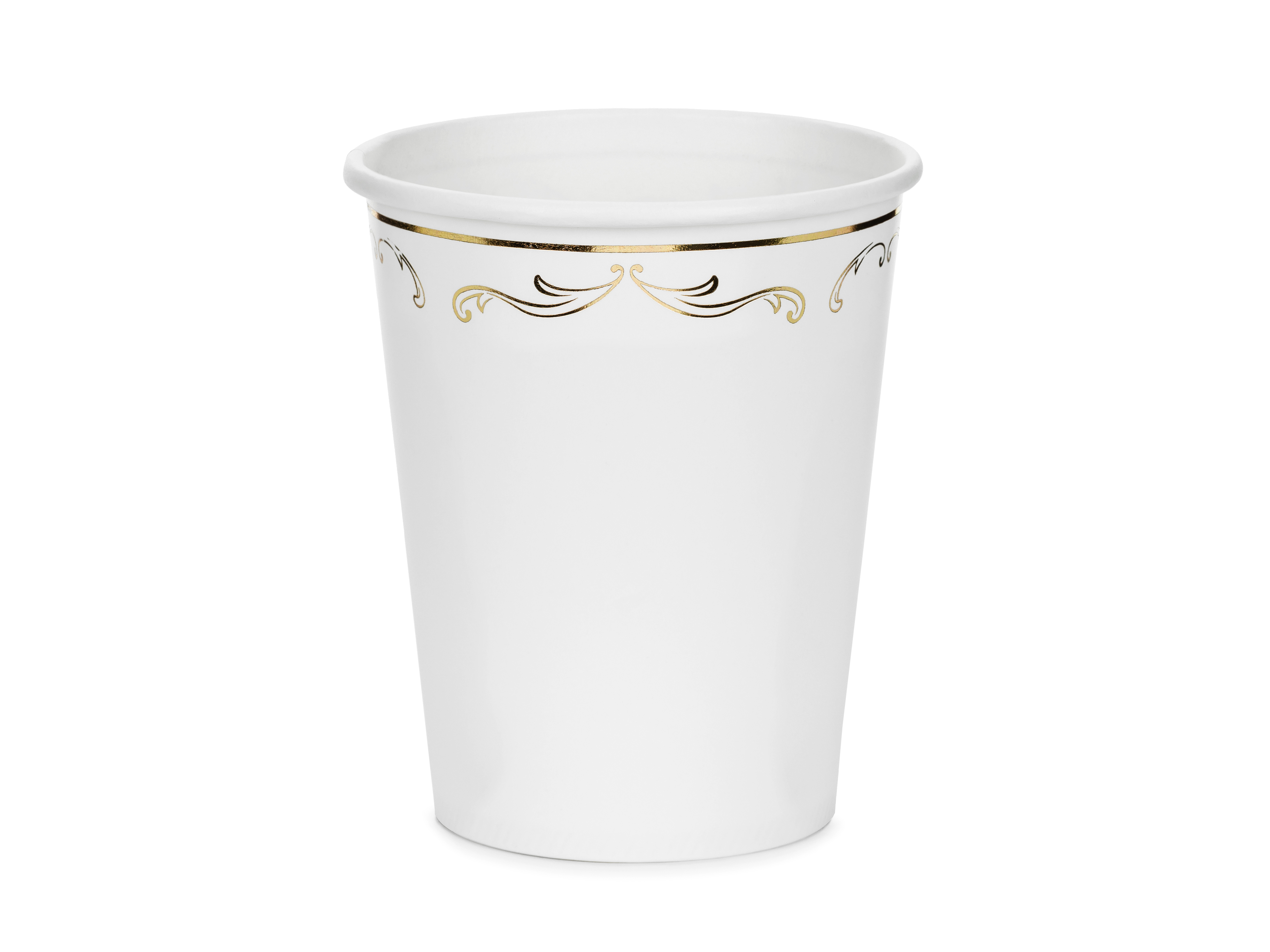 Papierové poháre - Biele s ornamentom 220 ml