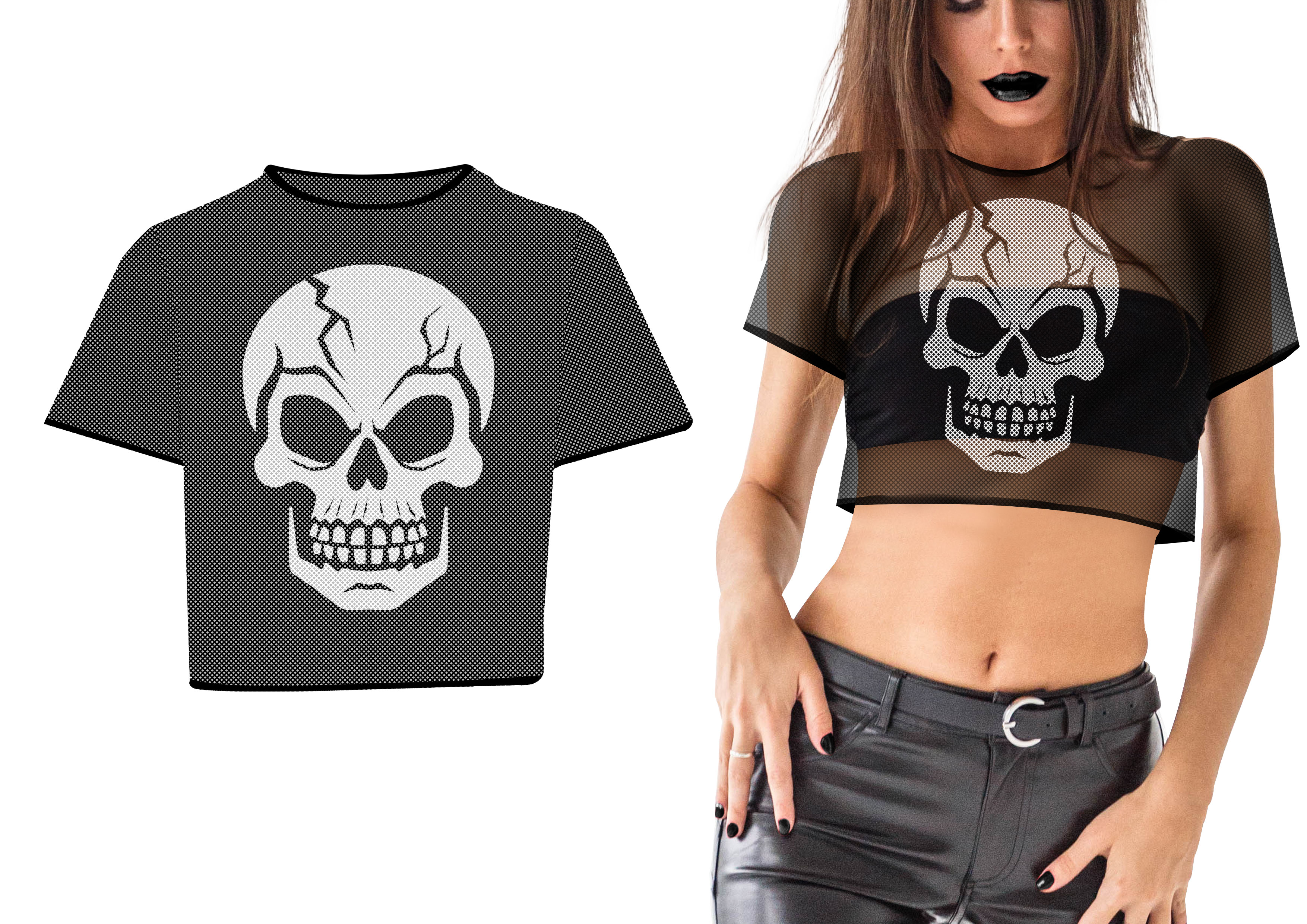 Dámsky crop top - Lebka