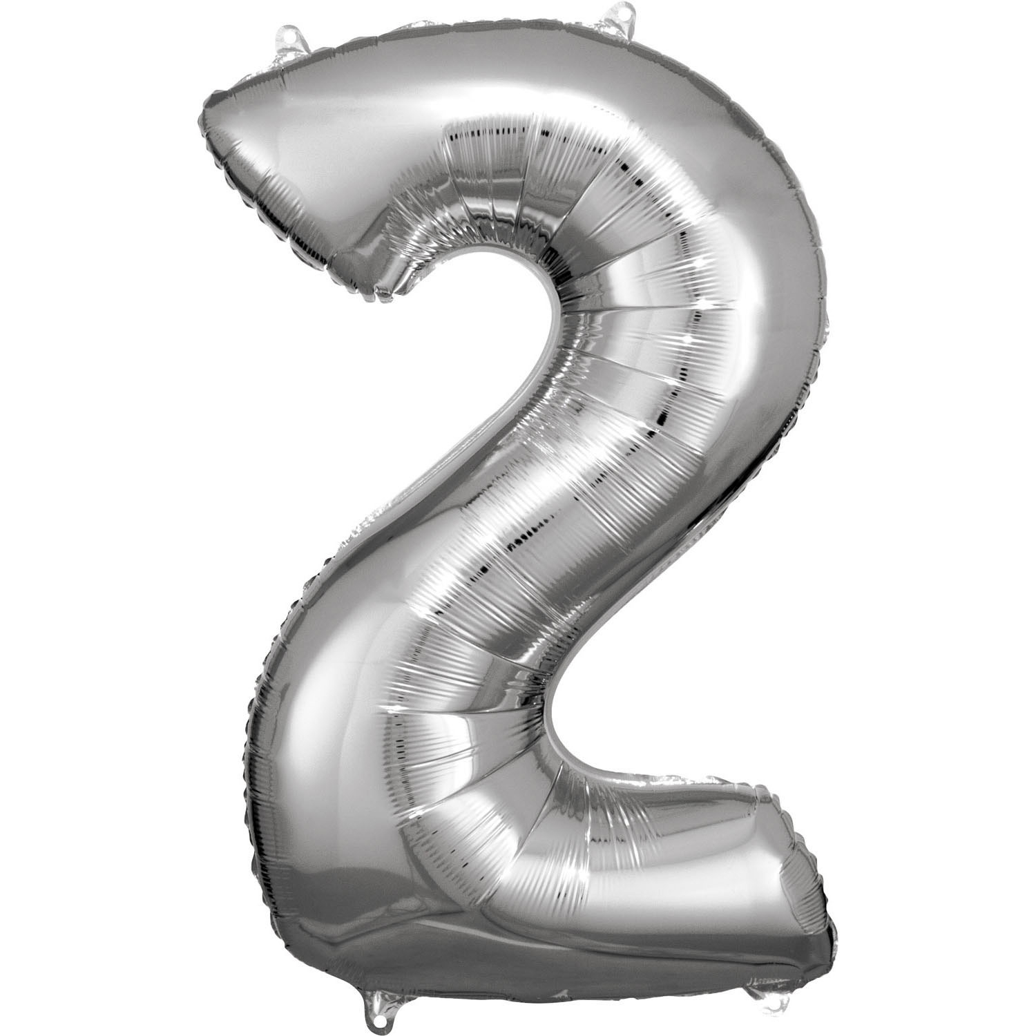 E-shop Amscan Balónik fóliový narodeninové číslo 2 strieborný 86cm