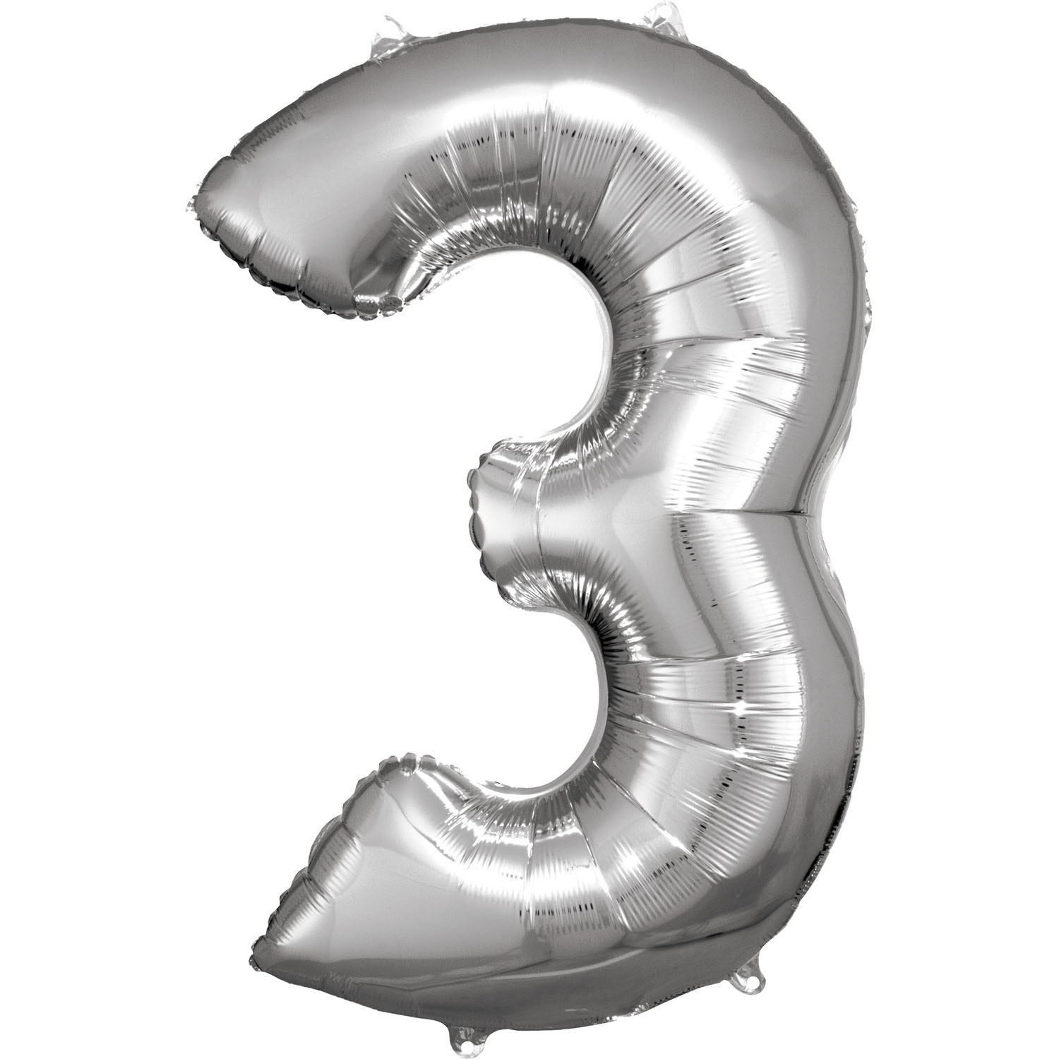 E-shop Amscan Balónik fóliový narodeninové číslo 3 strieborný 86cm