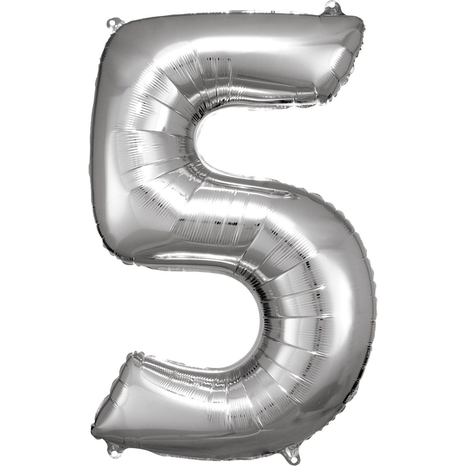 E-shop Amscan Balónik fóliový narodeninové číslo 5 strieborný 86cm