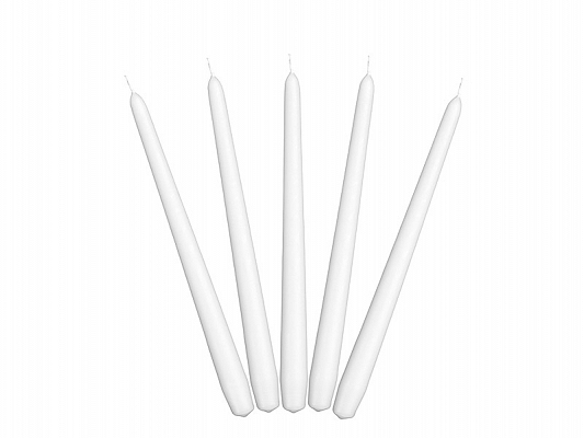 E-shop PartyDeco Kónická sviečka biela - matná 24 cm