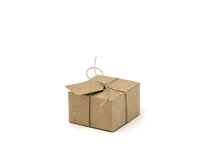 E-shop PartyDeco Krabičky na darčeky so štítkami - hnedé 10 ks