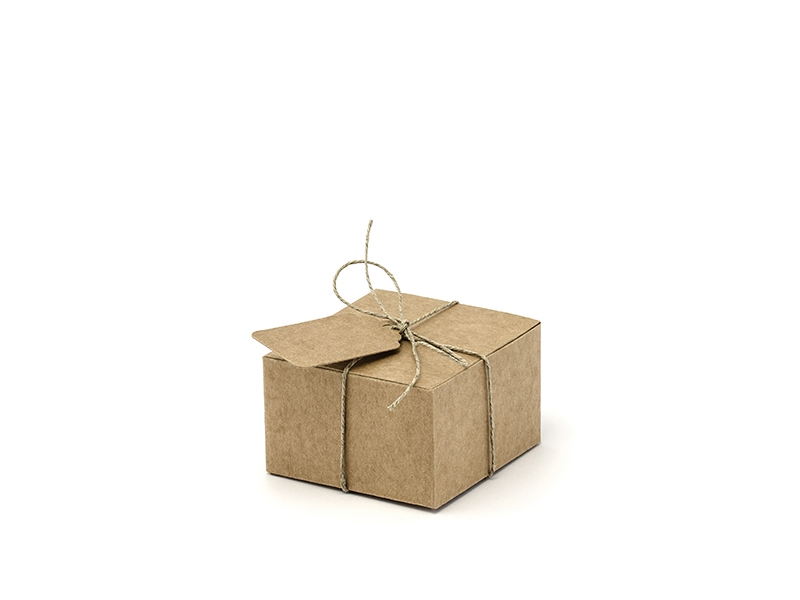 E-shop PartyDeco Krabičky na darčeky so štítkami - hnedé 10 ks