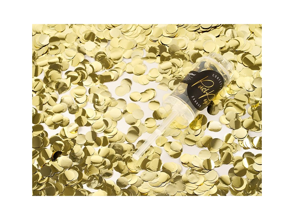 PartyDeco Malé Vystreľovacie konfety zlatej farby