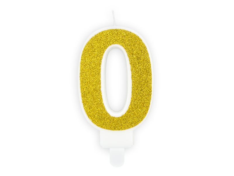 PartyDeco Narodeninová sviečka číslo 0 zlatá - 7 cm 1 ks